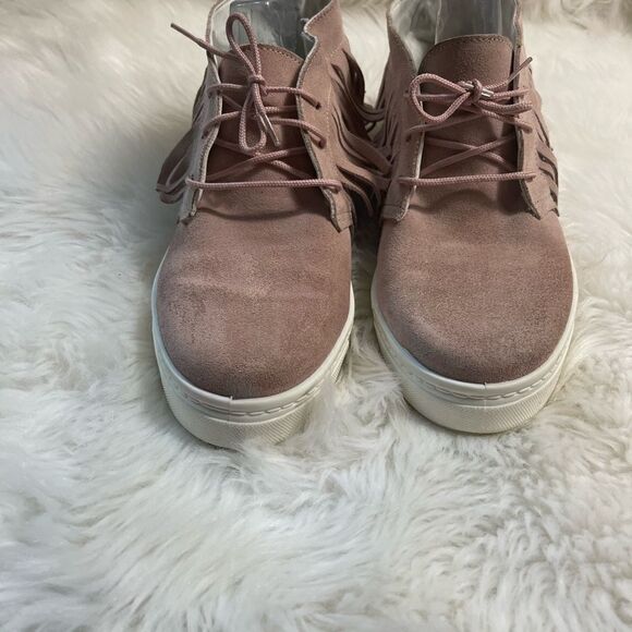 ASOS made in Italy leather suede light pink lace up fringe ankle boots EUR SZ41 - Picture 2 of 14